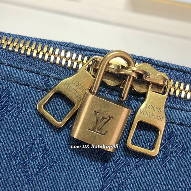 路易威登LV旅行包 LV男士旅行袋枕頭包 KEEPALL 50旅行袋 M44642 牛仔藍旅行袋 xxlv1312